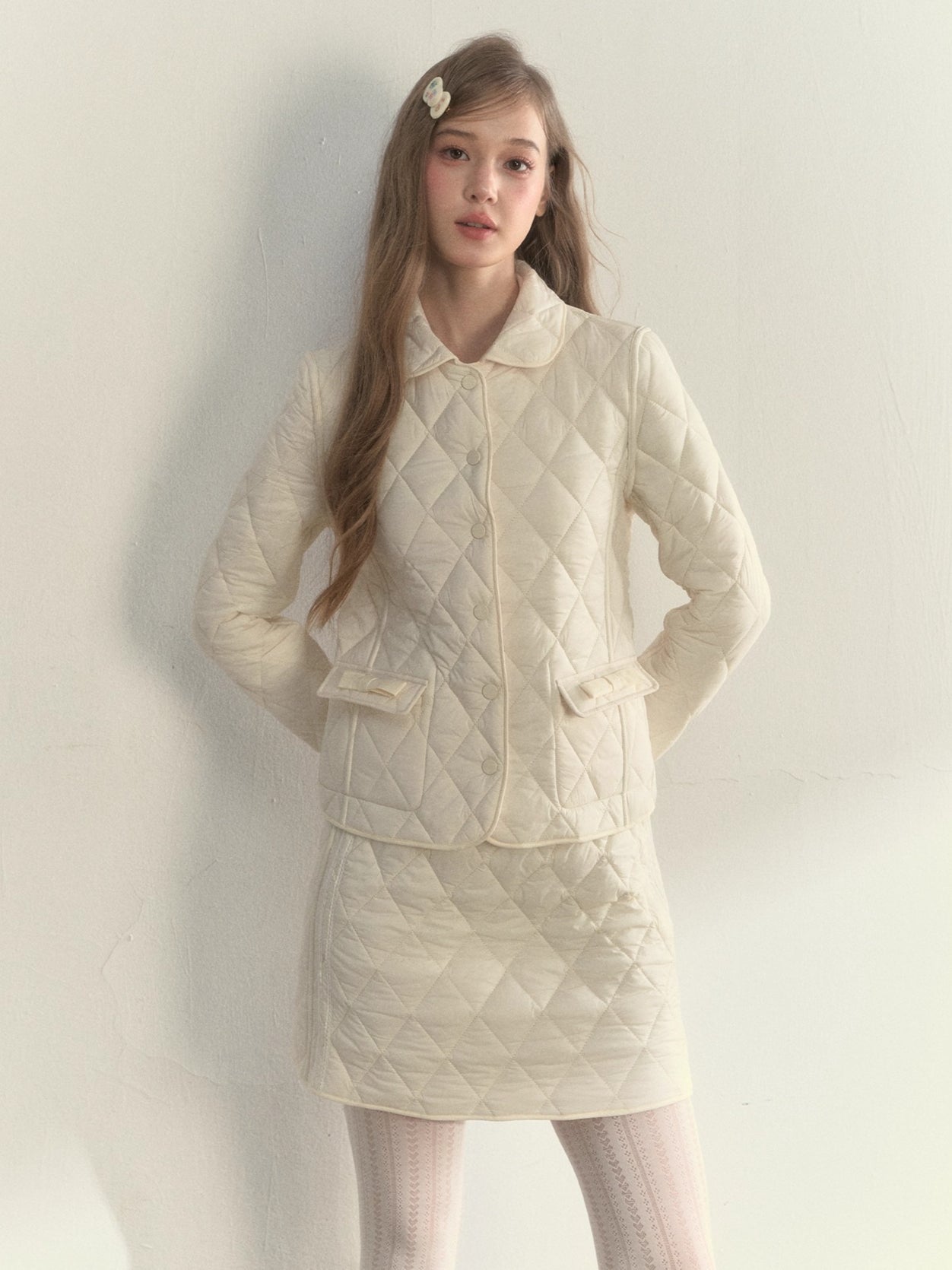 Reversible Quilted Doll Collar Jacket & Skirt Set