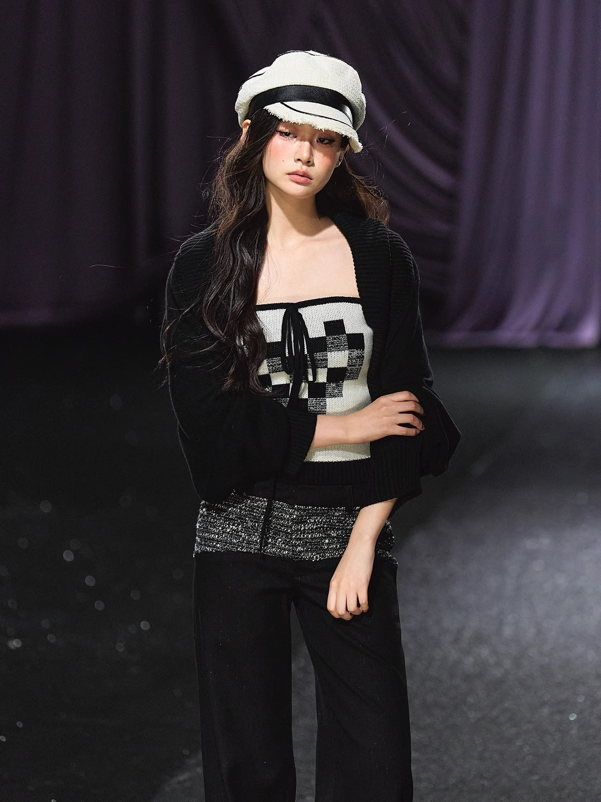 Wool Blend Knit Cardigan & Tube Top Set - CHINASQUAD