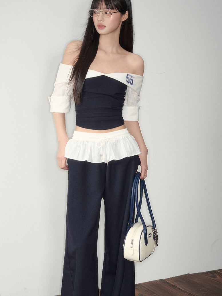 Off-Shoulder Active Blouse & Pants Set - CHINASQUAD