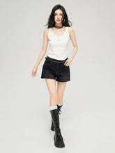 Black & Blue Frayed Denim Shorts - CHINASQUAD