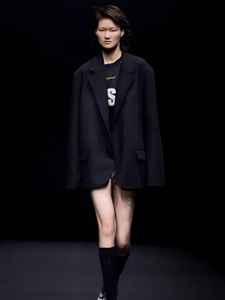 Vintage Washed Fringe-Edge Casual Blazer