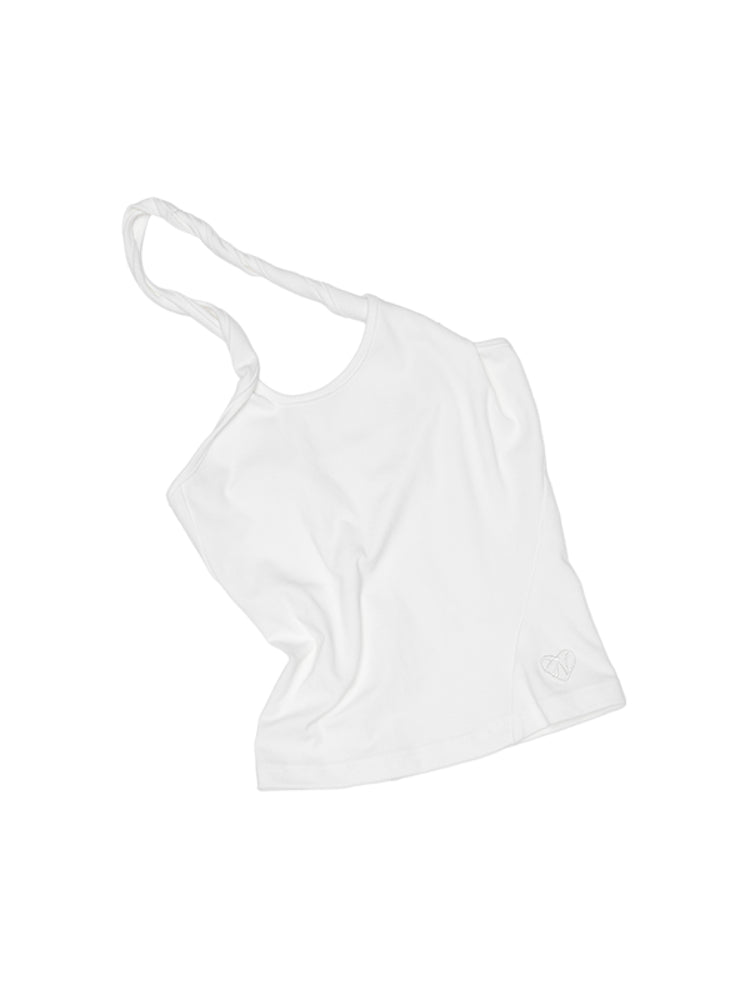 Slanted U-Neck Knot Embroidery Vest - CHINASQUAD