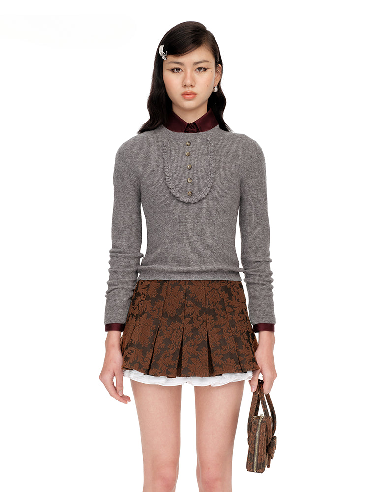 Elegant Round Neck Knit Sweater - CHINASQUAD