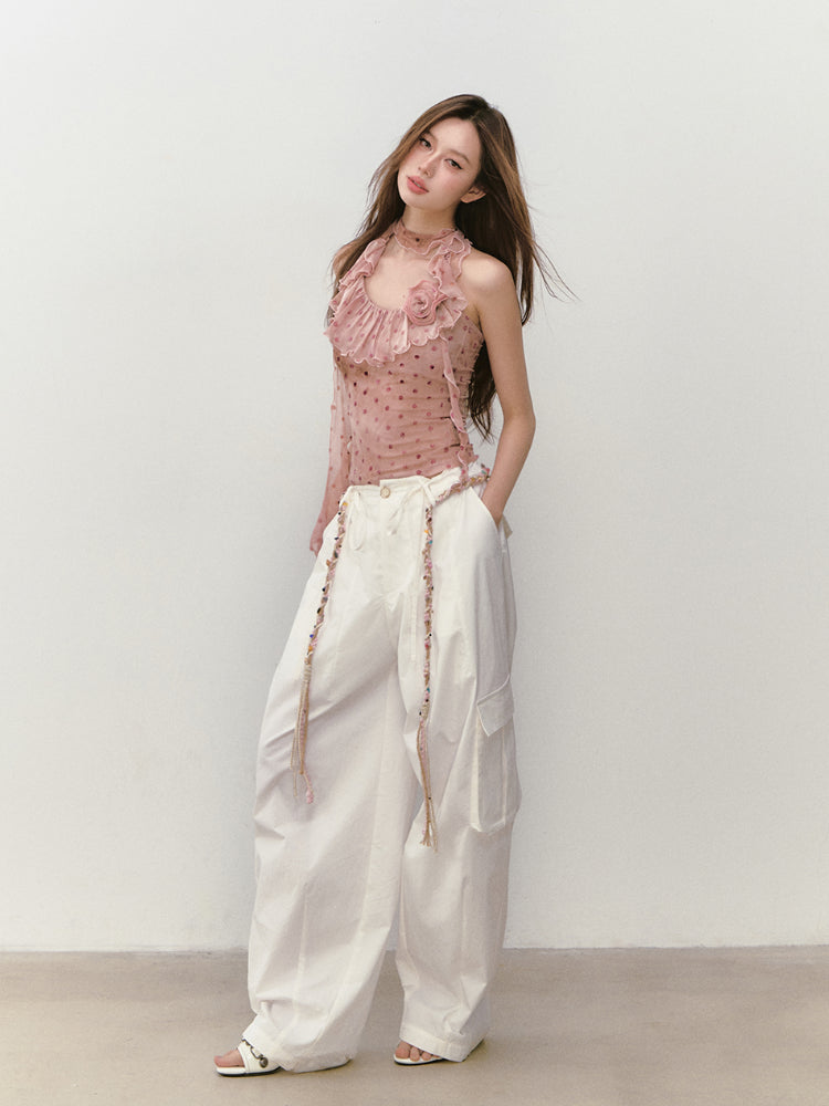 Ribbon-Flower Halter Vest - CHINASQUAD