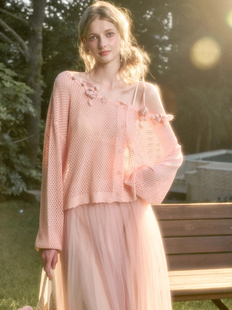 Cool Ice Silk Flower Hollow Cardigan - CHINASQUAD