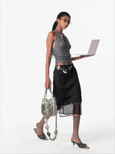Layered Mesh Tie-Up Midi Skirt - CHINASQUAD