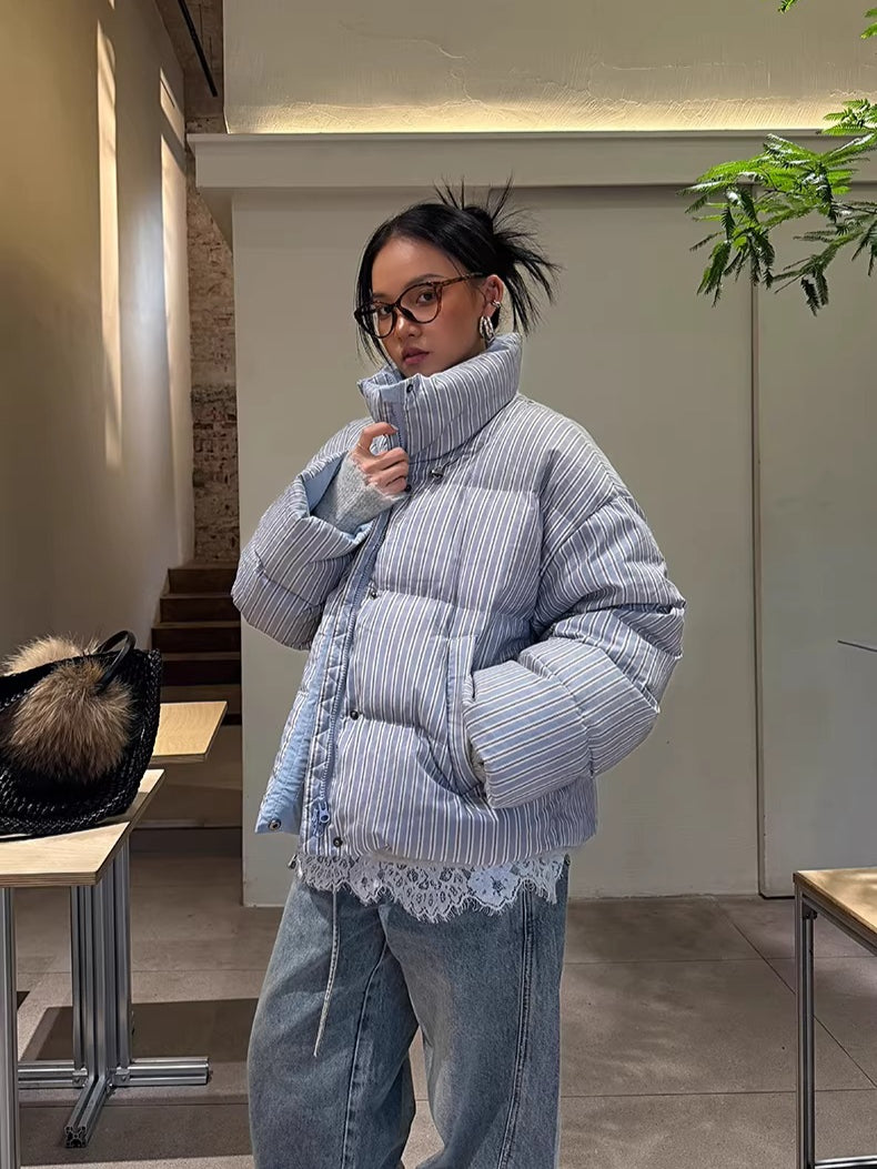 Spray-Dyed Panelled Down Jacket