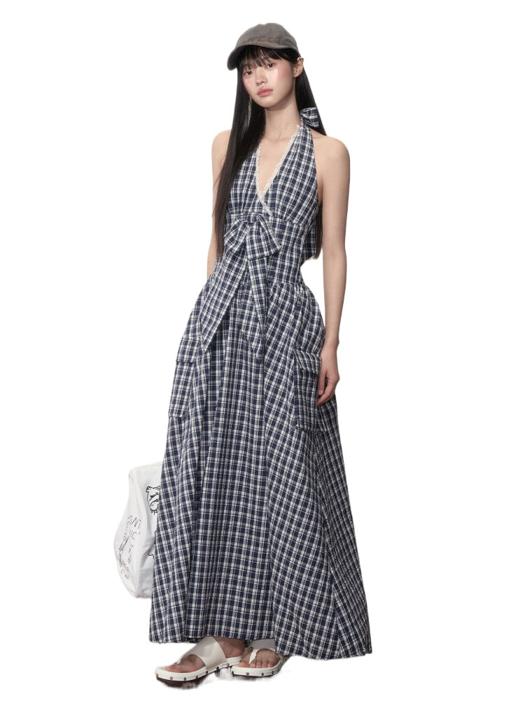 Halter Bowknot Lace Dress