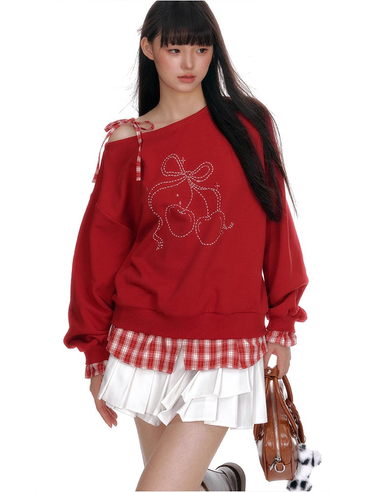 Faux Layered Off-Shoulder Sweatshirt