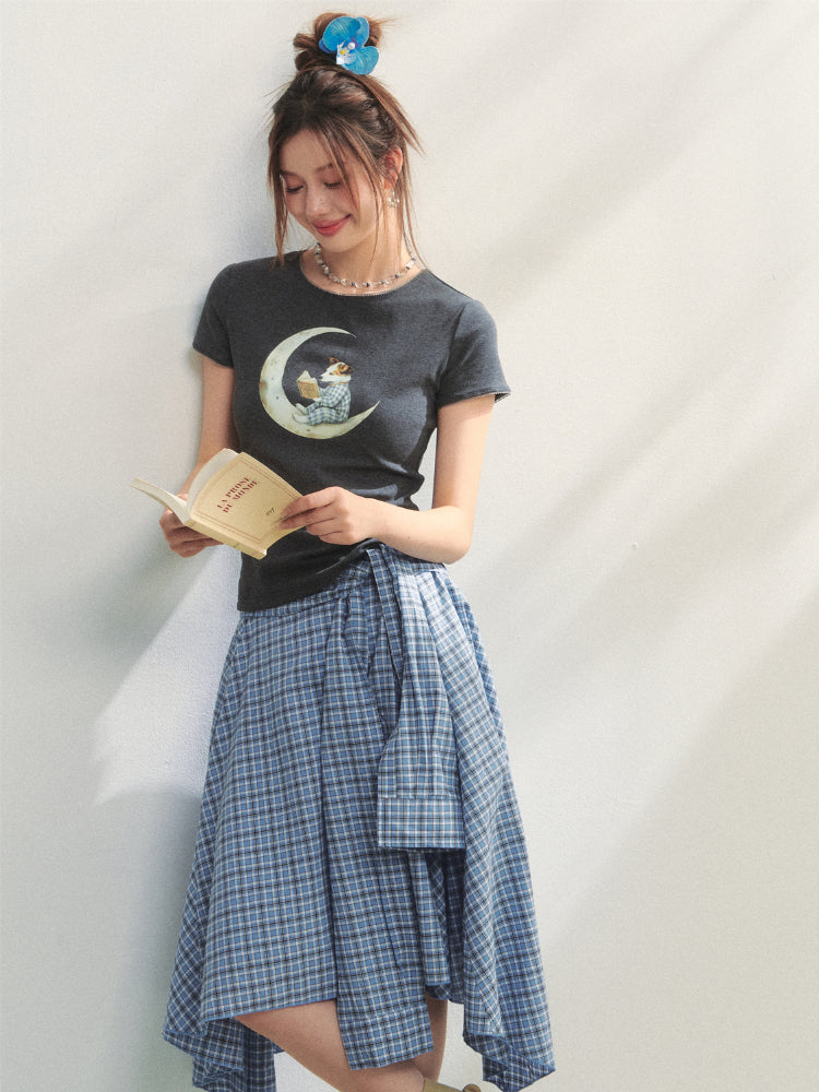 Grey Printed Slim-Fit Knit T-Shirt - CHINASQUAD