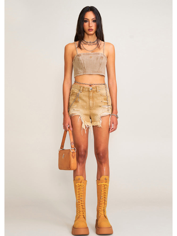 Rage Wild Denim Short Camisole Wild Brown