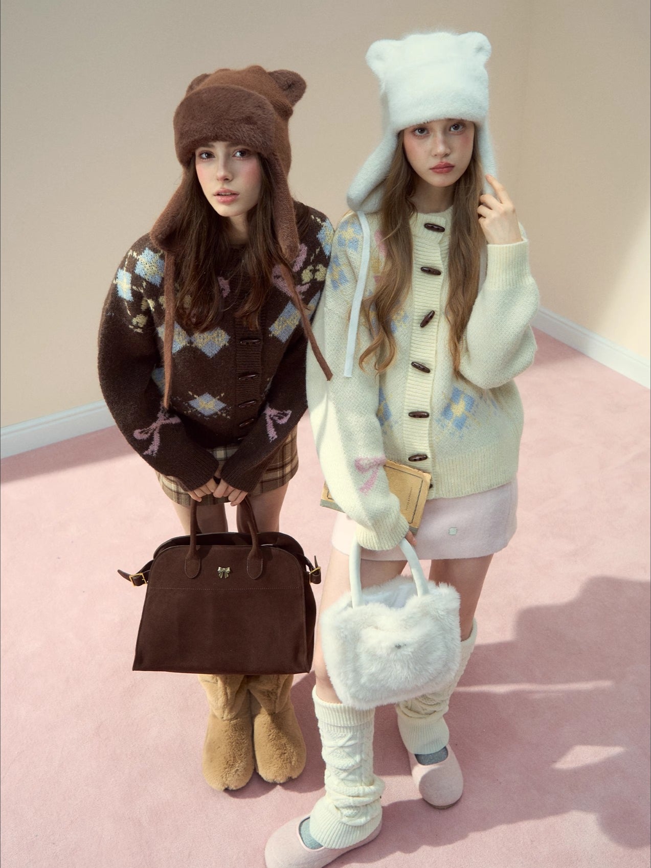 Bow-Knot Fair Isle Toggle Knit Cardigan - CHINASQUAD