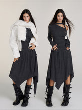 Waist-Cinched Irregular Hem Off-Shoulder Dress - CHINASQUAD