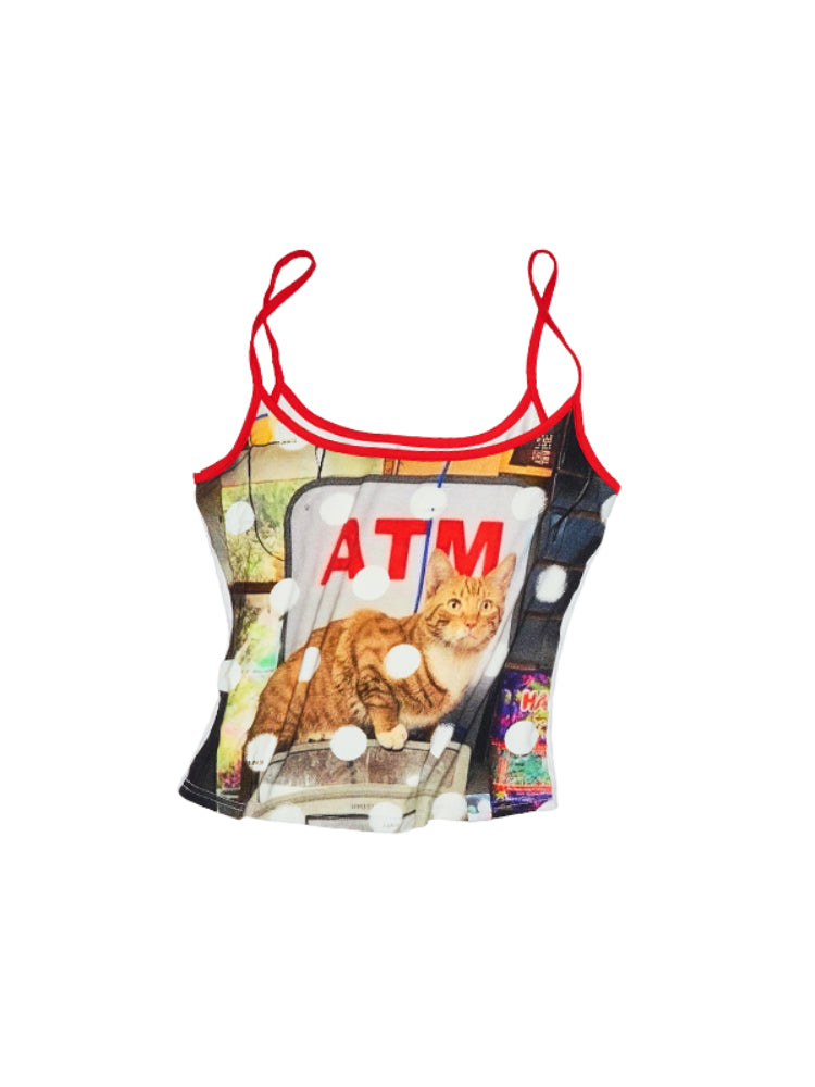 Polka Dot Cat Dog Color-Blocking Camisole - CHINASQUAD