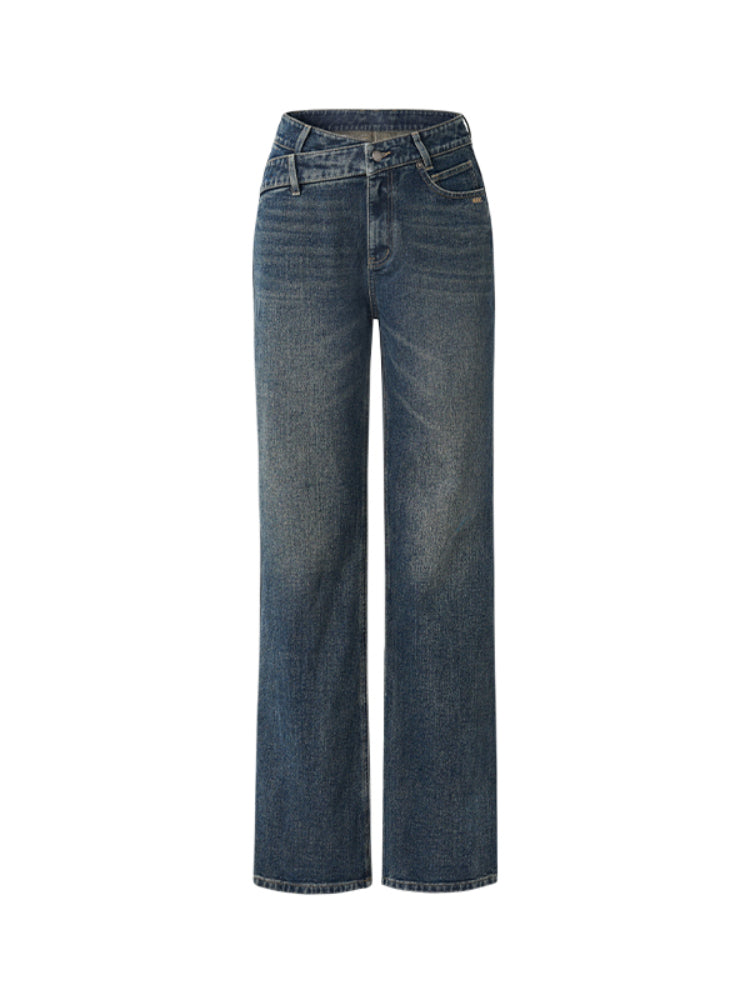 Relaxed-Fit High-Waisted V-Jeans - CHINASQUAD