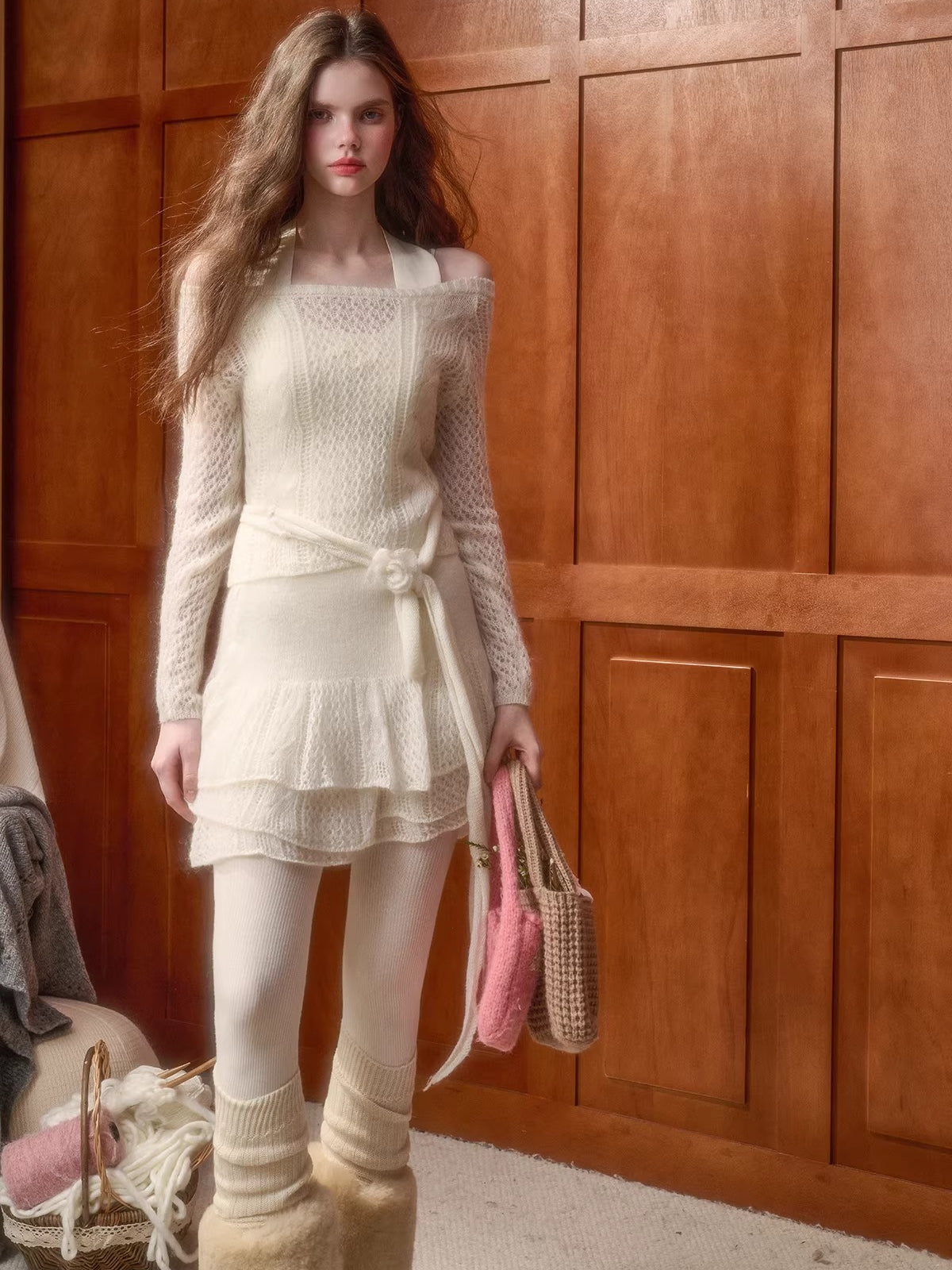 Mohair Wool-Blend Cloud Knit Set