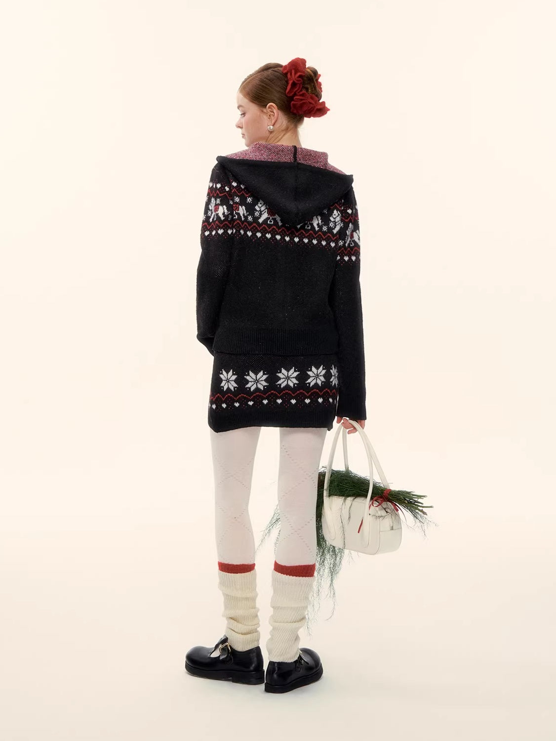 Hooded Knit Cardigan & Mini Skirt Two-Piece Set