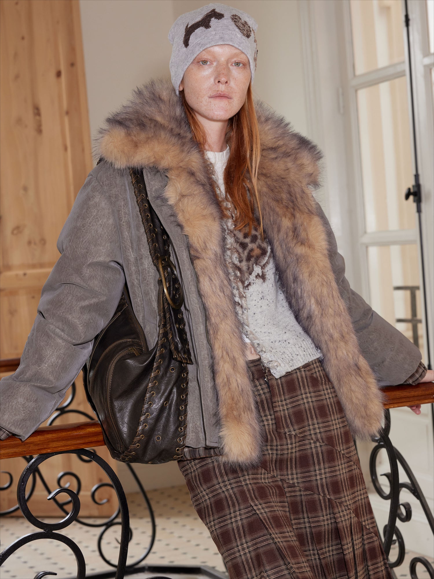 Shearling-Trimmed Suede Patchwork Down - CHINASQUAD