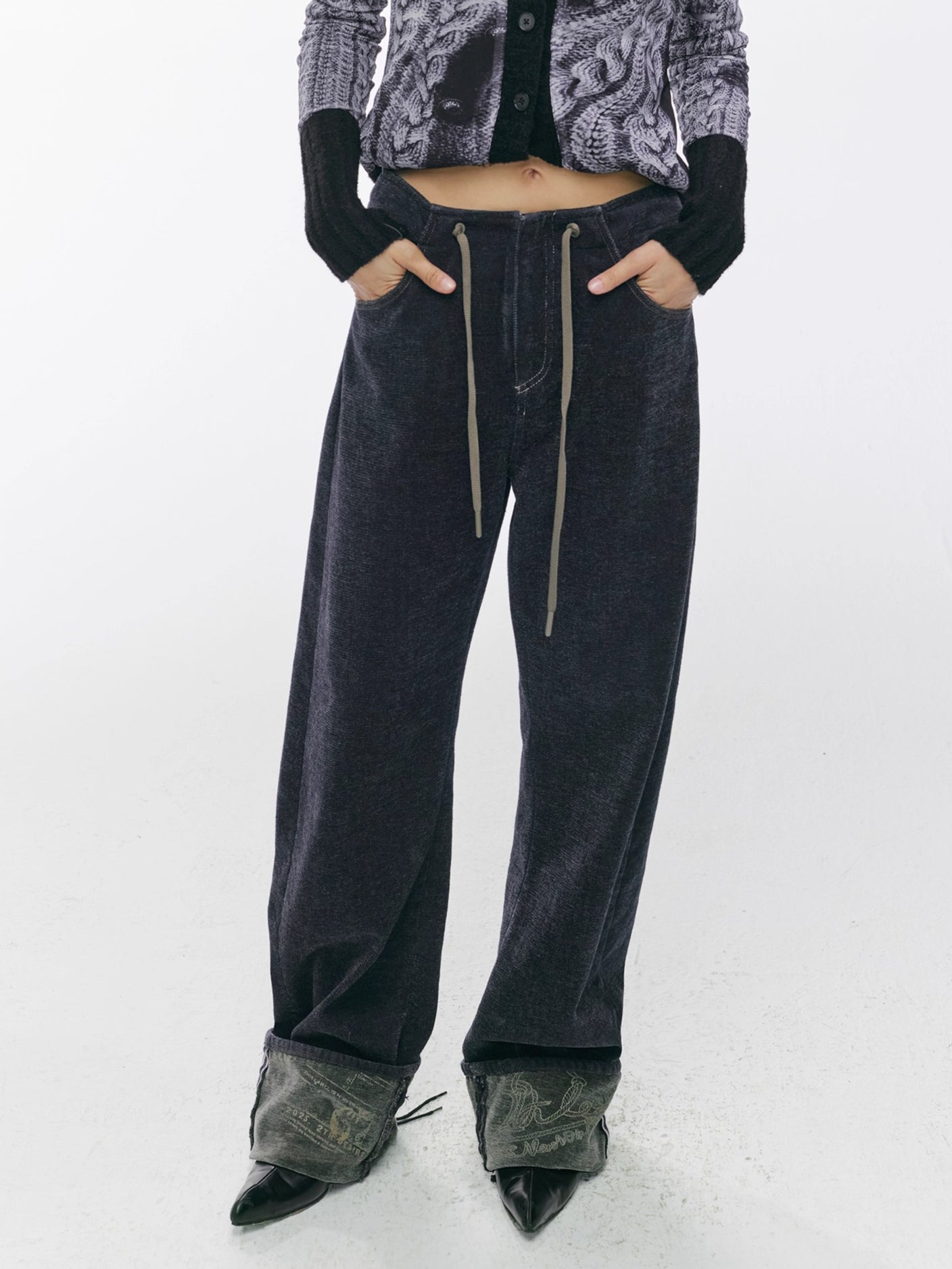 Vintage Washed Straight-Leg Denim Pants