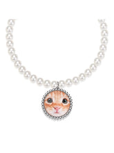 Cute Cat Face Pearl Necklace Choker - CHINASQUAD