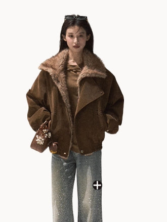 Fur-Collar Padded Short Jacket
