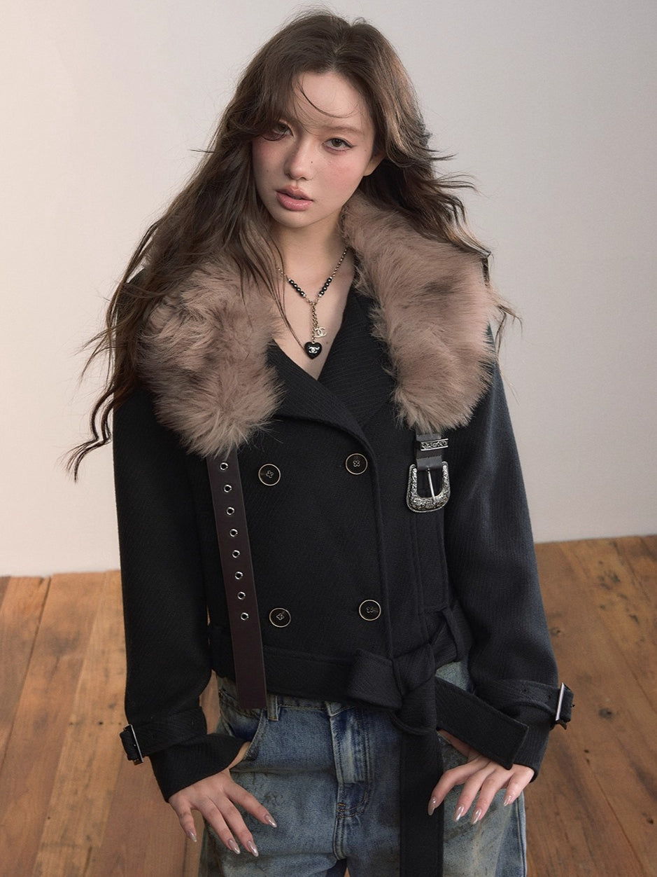 Convertible Wool-Blend Detachable Coat