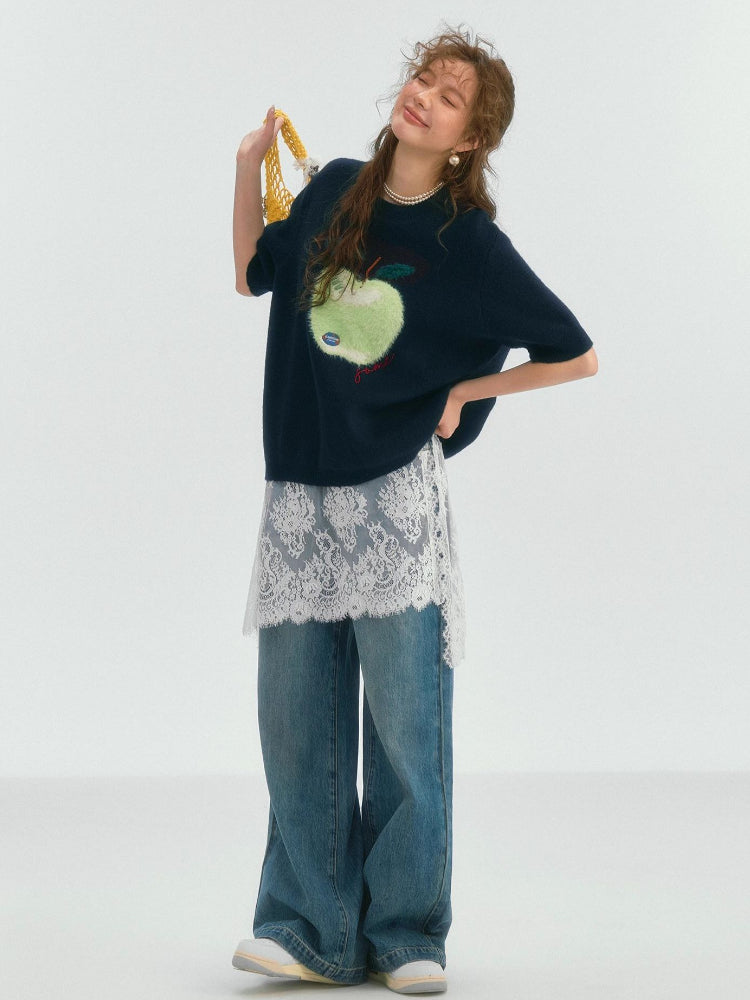 Fun Apple Short Sleeve Sweater - CHINASQUAD