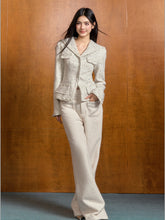 Navy Collar White Tweed Jacket - CHINASQUAD