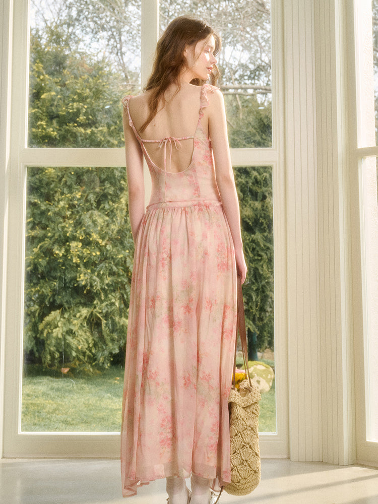 Floral Print Long Vacation Dress - CHINASQUAD