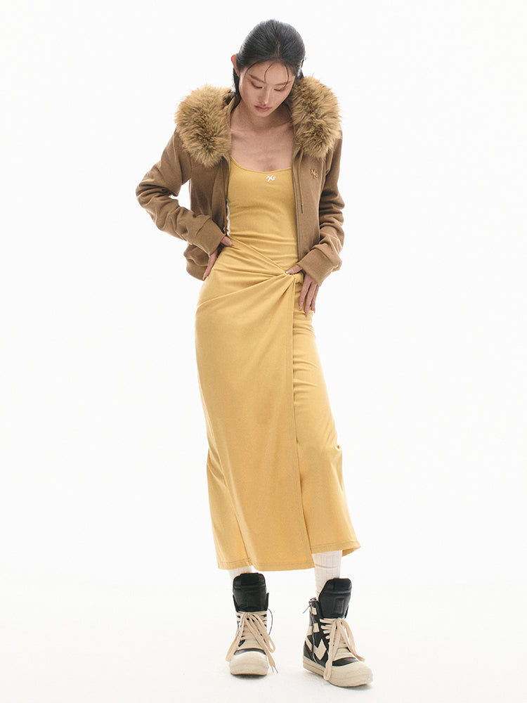 Color Block Casual Slimming Waist Mid-Length Dress - CHINASQUAD