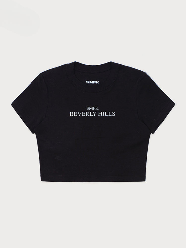 Straight - Shoulder Cropped Movie - Subtitle Short - Sleeve Tee - CHINASQUAD