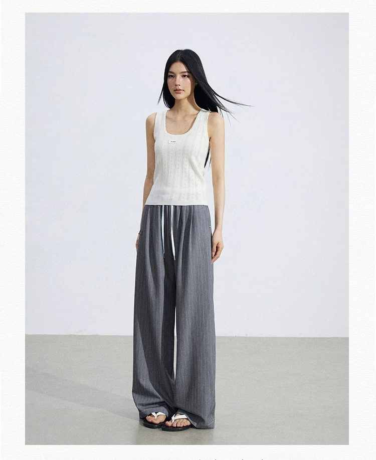 Lace Trim Textured Ice Silk Tank Top