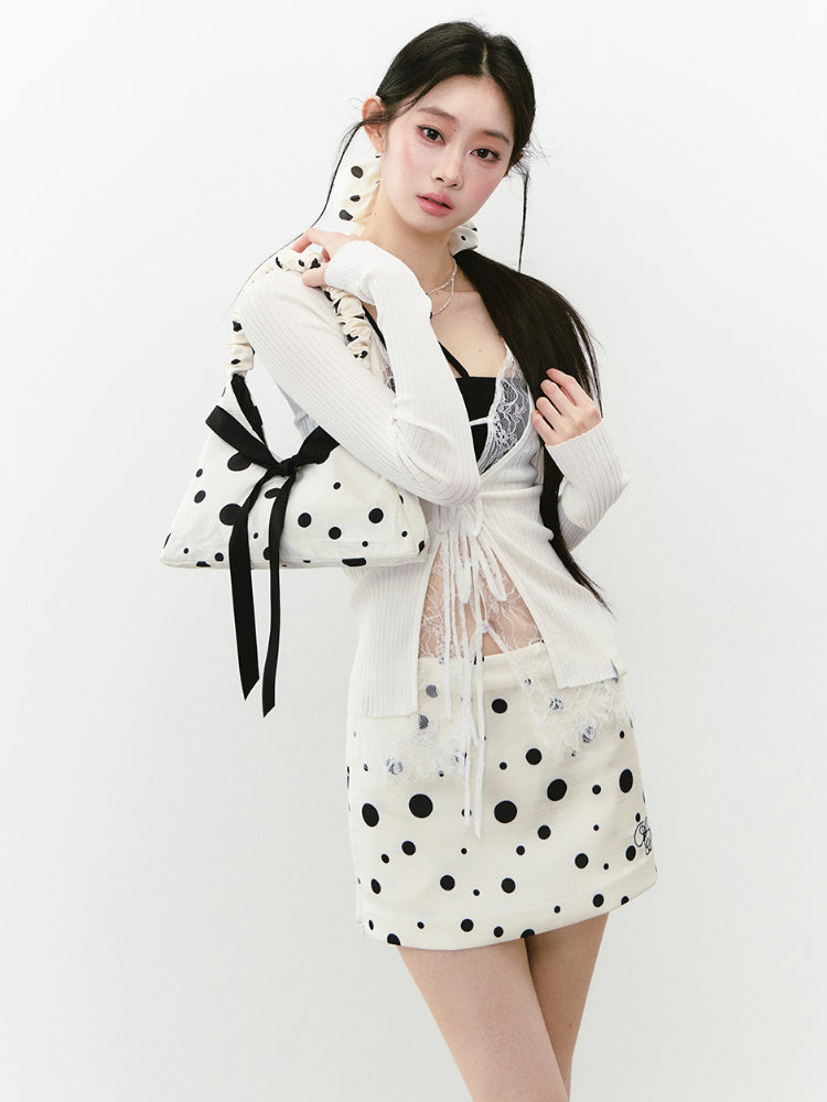 Polka Dot Zipper Reversible Skirt - CHINASQUAD