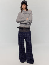 Grey Asymmetric Off-Shoulder Loose Sweatshirt - CHINASQUAD