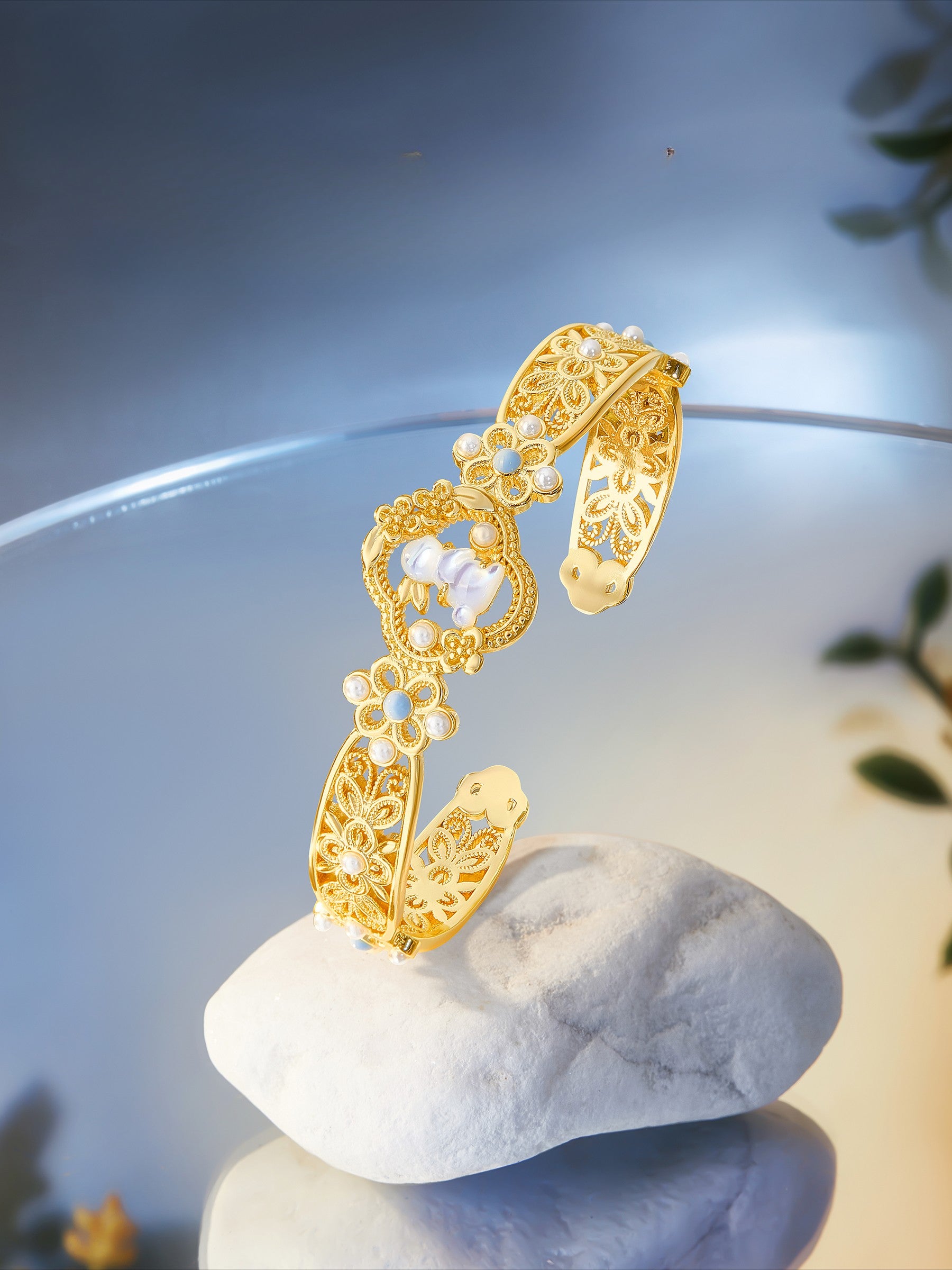 Moon Laurel Rabbit Jade Bracelet & Bangle Set - CHINASQUAD