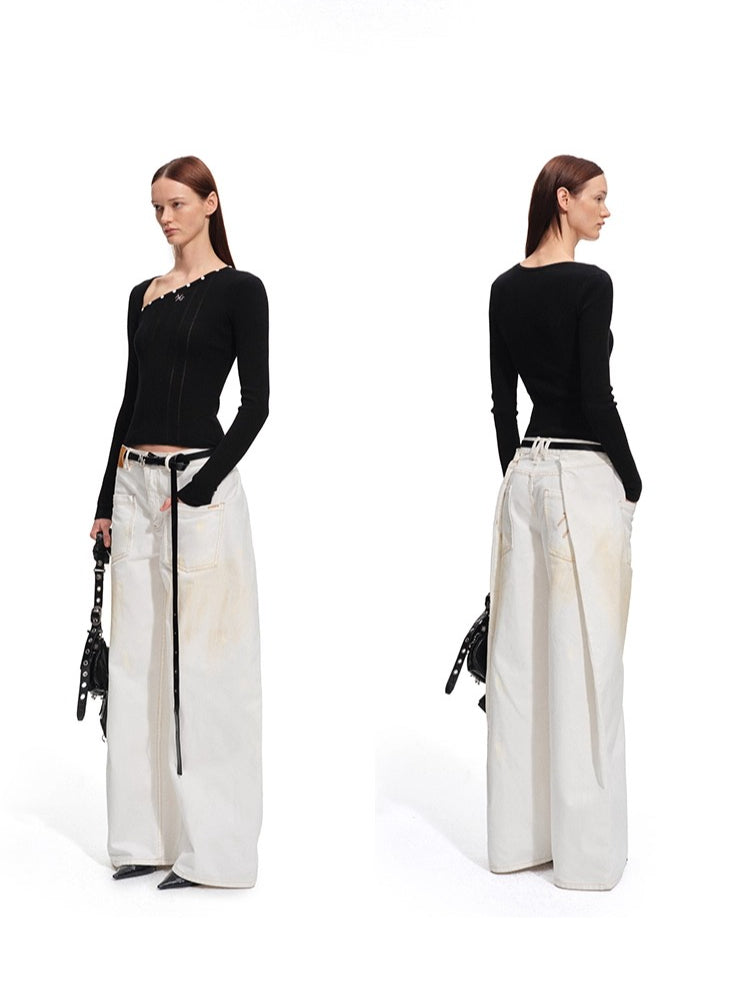 Polar Washed Twill Denim Wide-Leg Jeans