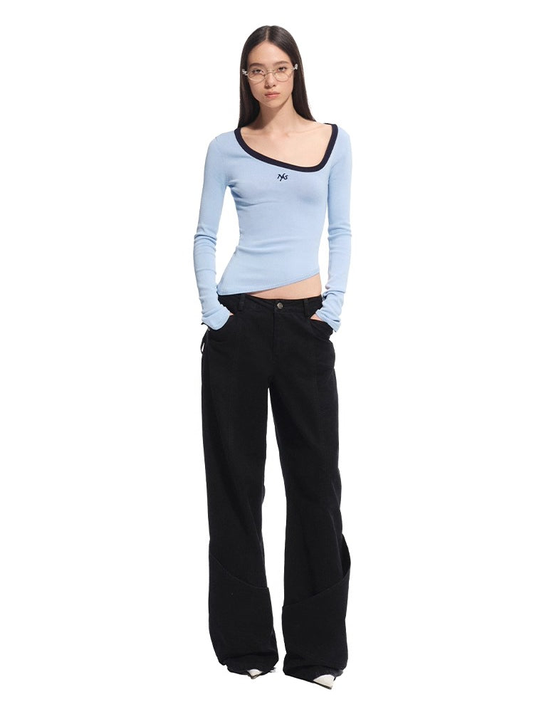 Washed Distressed Large Pockets Wide-Leg Pants - CHINASQUAD