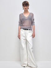 White Cotton Low Waist Wide Leg Jeans - CHINASQUAD