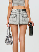 Compass Wild Tarpan Denim Mini Skirt Gray - CHINASQUAD