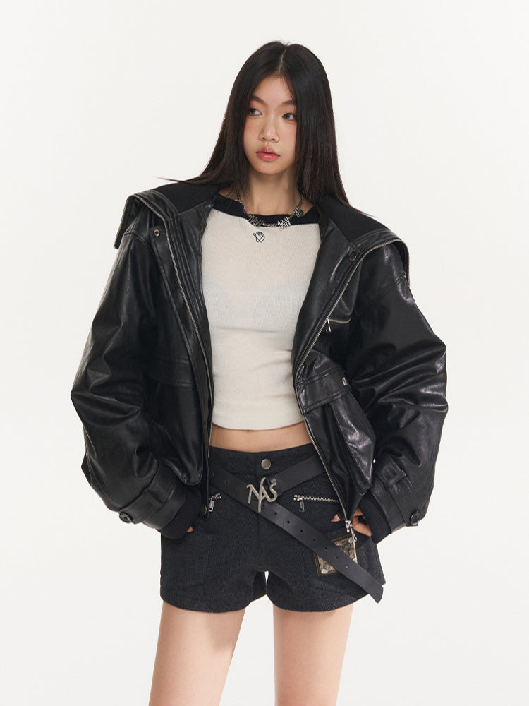 Black Herringbone Multi-Pocket Straight Shorts - CHINASQUAD