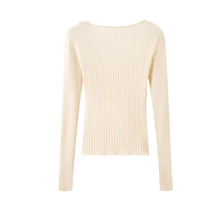 Olympia Long-Sleeve Fitted Knit Crewneck