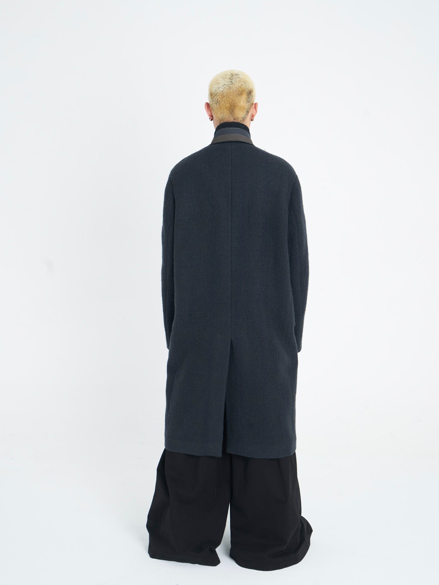 Dark Green & Gray Multi-Collar Woolen Coat - CHINASQUAD