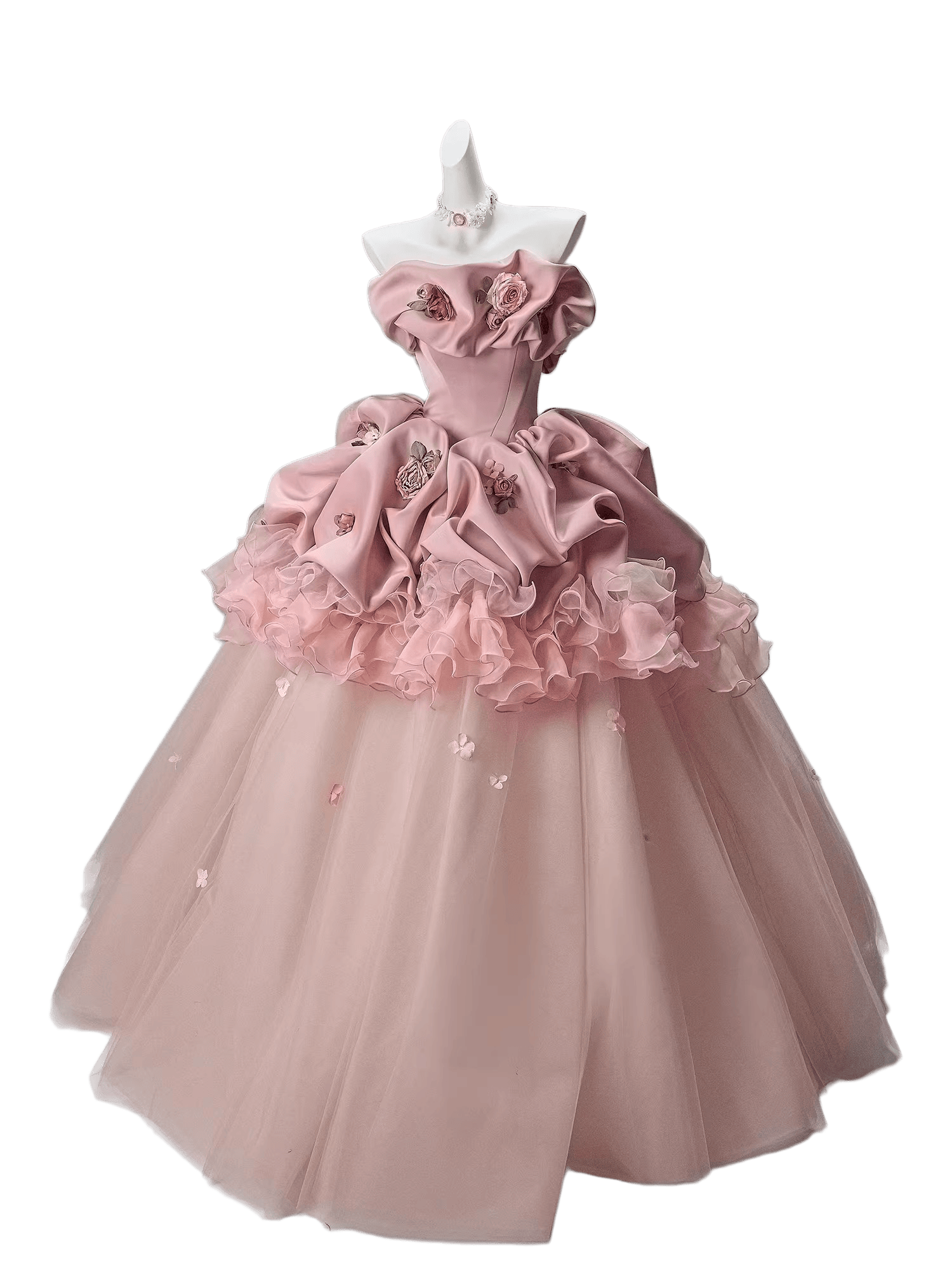 Peach Coco Sculpted Couture Ball Gown