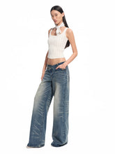 Hollow-out Square Neck Knit Tank Top - CHINASQUAD