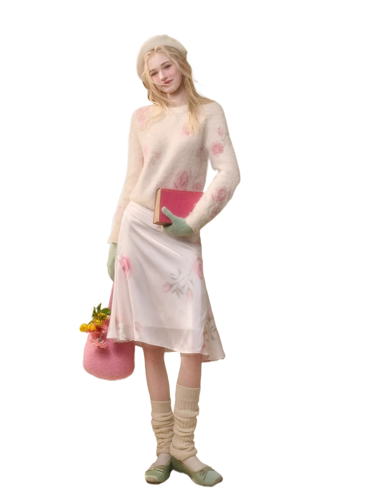 Wool-Blend Knit Top & Skirt Set