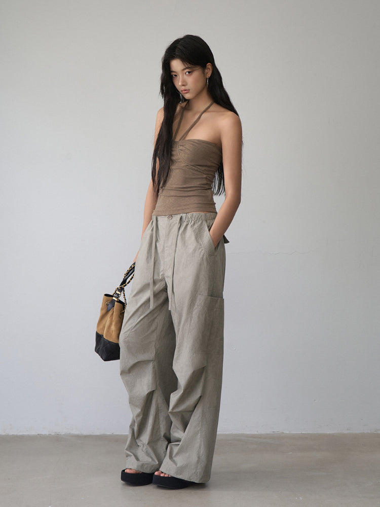 Pleated Rope-Hanging Fitted Bandeau - CHINASQUAD