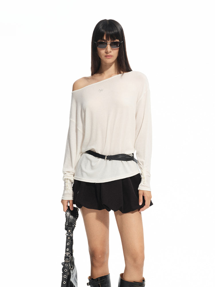 Asymmetric Shoulder Multi-way Wear Elastic T-Shirt - CHINASQUAD