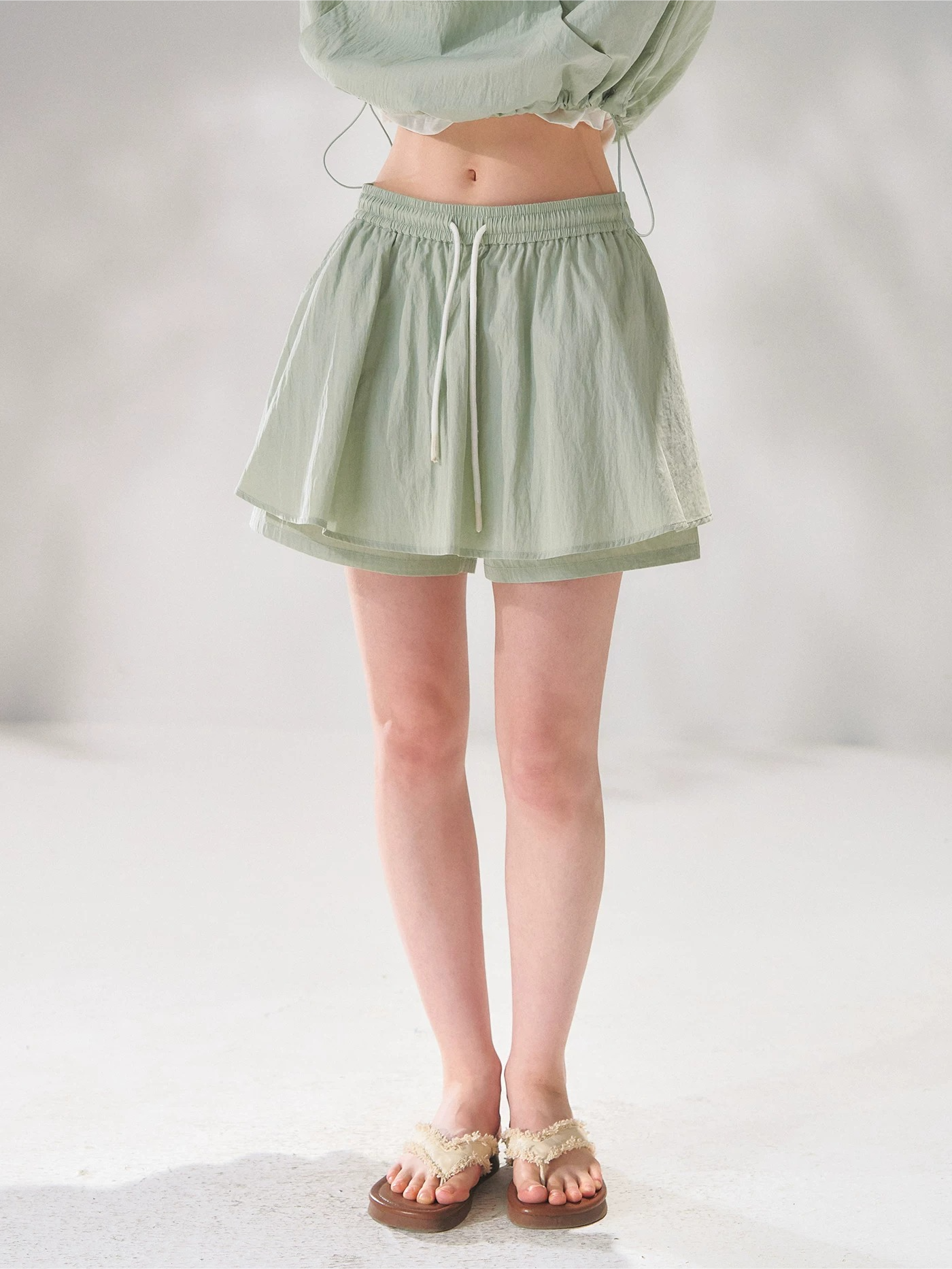 Hooded Drawstring Sun-Protective Jacket & A-Line Skirt Set
