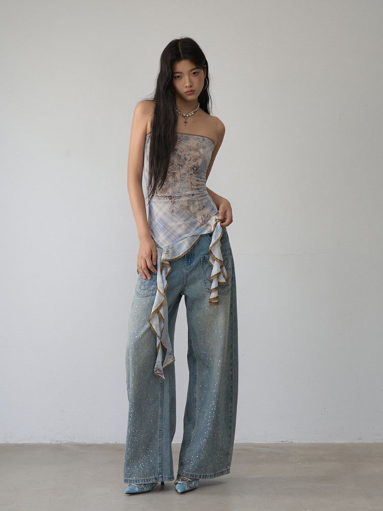 Irregular Print Mesh Bandeau