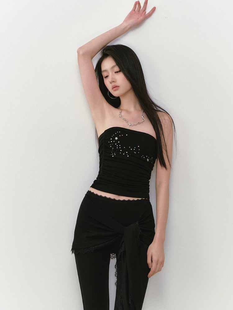 Star Beaded Ruffled Acetate Bustier - CHINASQUAD